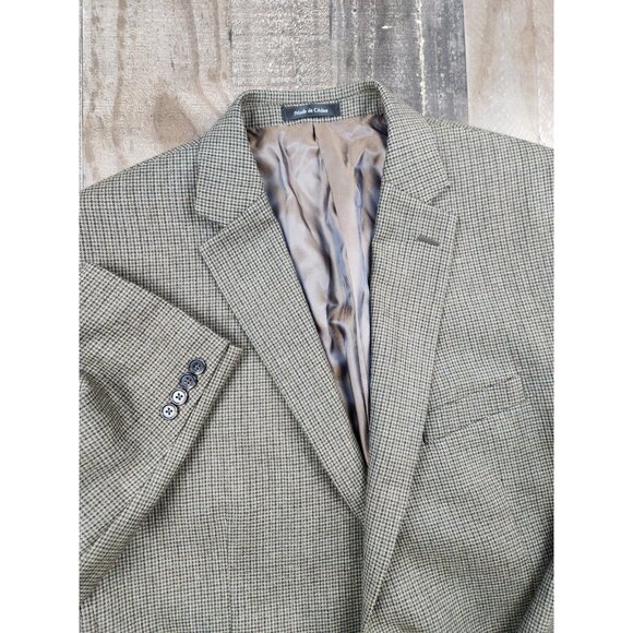 Lauren Ralph Lauren Blazer Mens 48L Brown Tweed Plaid Wool Suit Jacket - Picture 1 of 14